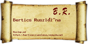 Bertics Ruszlána névjegykártya